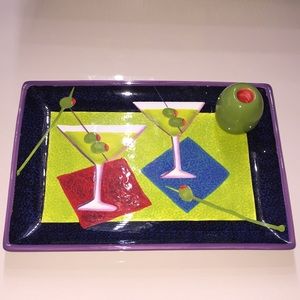 Clay Art Appetizer tray new 11.75in.x8in martini